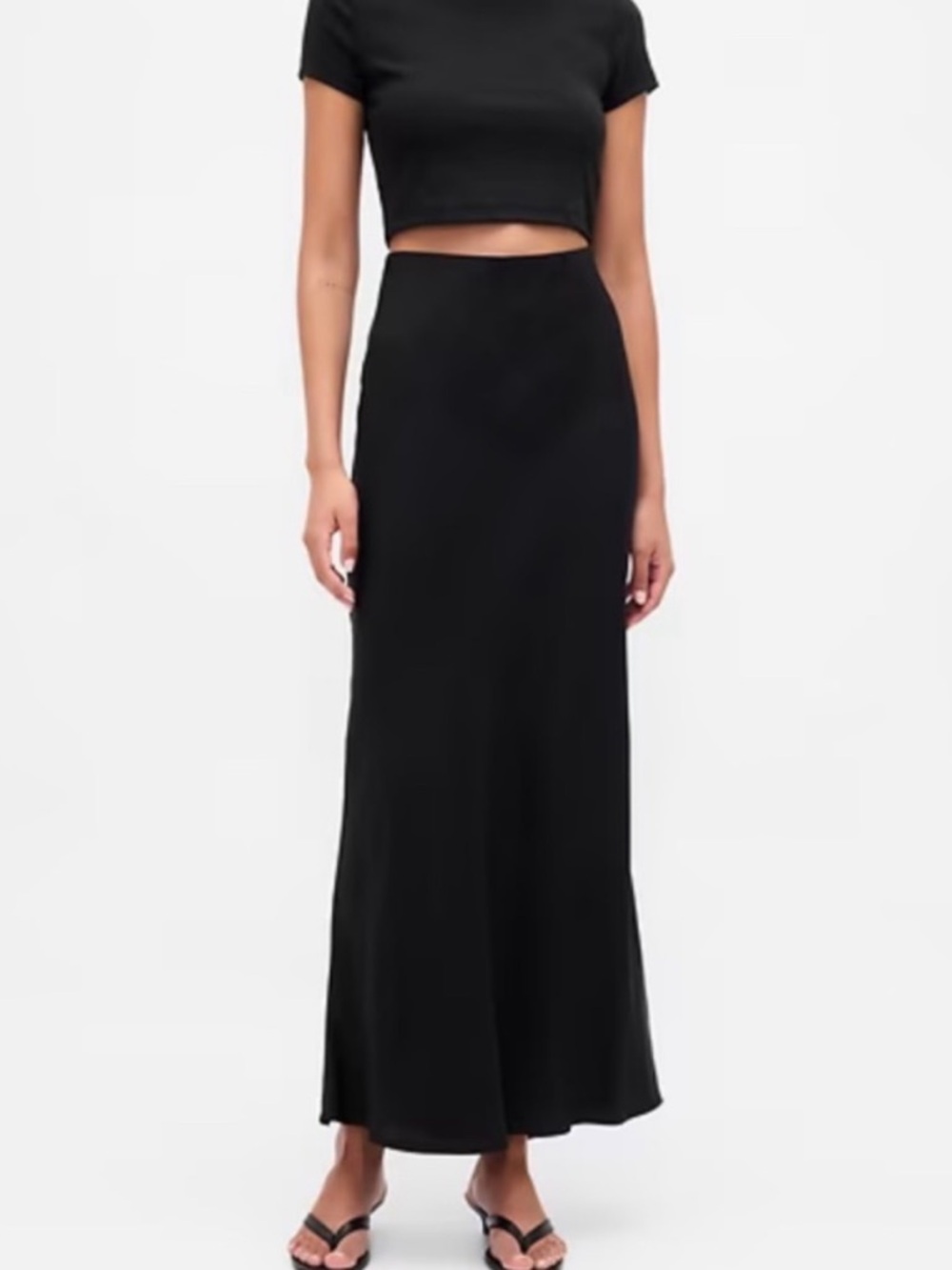 GAP Black Maxi Satin Skirt S NWT